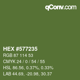 Color code: HEX #577235 | qconv.com