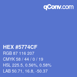 Color code: HEX #5774CF | qconv.com