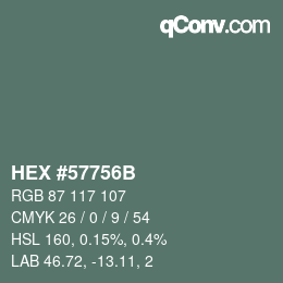 Farbcode: HEX #57756B | qconv.com