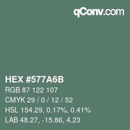 Color code: HEX #577A6B | qconv.com