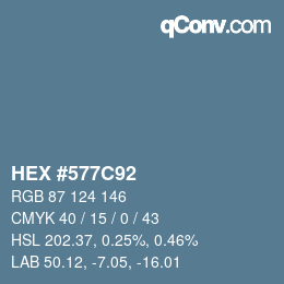 カラーコード: HEX #577C92 | qconv.com