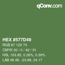 Color code: HEX #577D49 | qconv.com