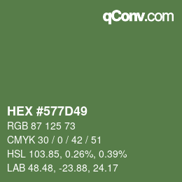 Color code: HEX #577D49 | qconv.com