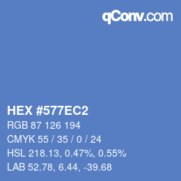 颜色代码: HEX #577EC2 | qconv.com