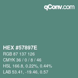 Color code: HEX #57897E | qconv.com