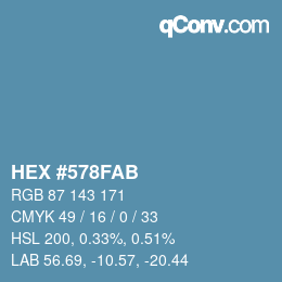 Color code: HEX #578FAB | qconv.com