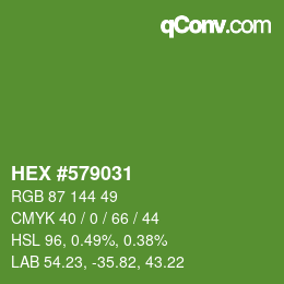 Farbcode: HEX #579031 | qconv.com