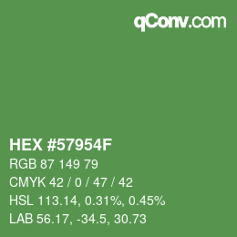 Farbcode: HEX #57954F | qconv.com