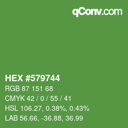 颜色代码: HEX #579744 | qconv.com