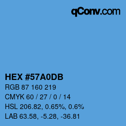 颜色代码: HEX #57A0DB | qconv.com