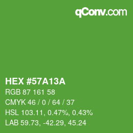 Color code: HEX #57A13A | qconv.com