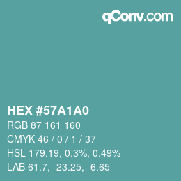 Color code: HEX #57A1A0 | qconv.com