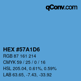 Farbcode: HEX #57A1D6 | qconv.com