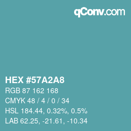 颜色代码: HEX #57A2A8 | qconv.com