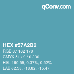 カラーコード: HEX #57A2B2 | qconv.com