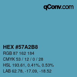 颜色代码: HEX #57A2B8 | qconv.com
