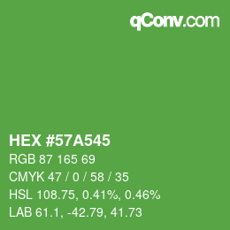 カラーコード: HEX #57A545 | qconv.com