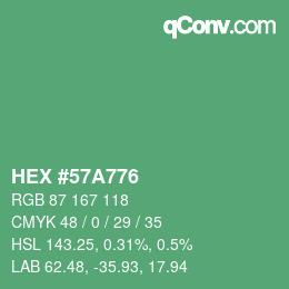 カラーコード: HEX #57A776 | qconv.com