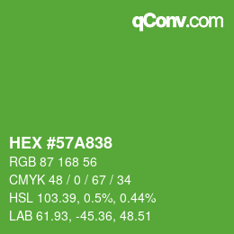 Color code: HEX #57A838 | qconv.com