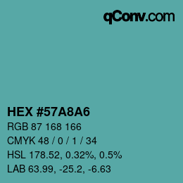 Color code: HEX #57A8A6 | qconv.com