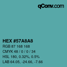 カラーコード: HEX #57A8A8 | qconv.com
