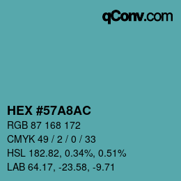 Color code: HEX #57A8AC | qconv.com