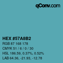 颜色代码: HEX #57A8B2 | qconv.com