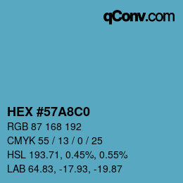 カラーコード: HEX #57A8C0 | qconv.com