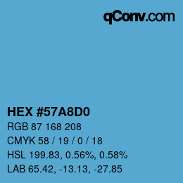 カラーコード: HEX #57A8D0 | qconv.com