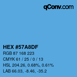Color code: HEX #57A8DF | qconv.com