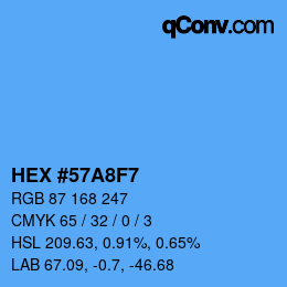 Color code: HEX #57A8F7 | qconv.com