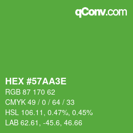 Color code: HEX #57AA3E | qconv.com