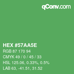 Farbcode: HEX #57AA5E | qconv.com