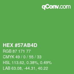 Color code: HEX #57AB4D | qconv.com