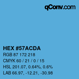 カラーコード: HEX #57ACDA | qconv.com