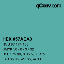 Color code: HEX #57AEA8 | qconv.com