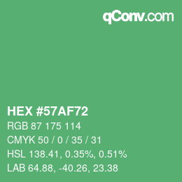 Color code: HEX #57AF72 | qconv.com