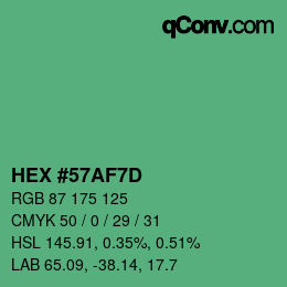 カラーコード: HEX #57AF7D | qconv.com