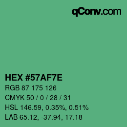 Color code: HEX #57AF7E | qconv.com