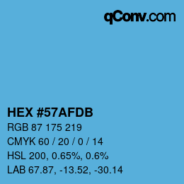 カラーコード: HEX #57AFDB | qconv.com