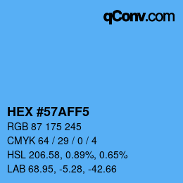 Color code: HEX #57AFF5 | qconv.com