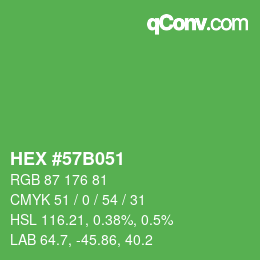 カラーコード: HEX #57B051 | qconv.com