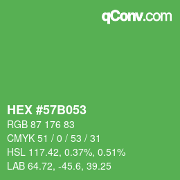 Color code: HEX #57B053 | qconv.com