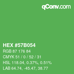 颜色代码: HEX #57B054 | qconv.com