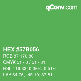 カラーコード: HEX #57B056 | qconv.com