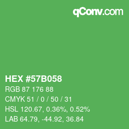 カラーコード: HEX #57B058 | qconv.com