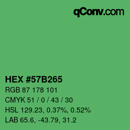 Farbcode: HEX #57B265 | qconv.com