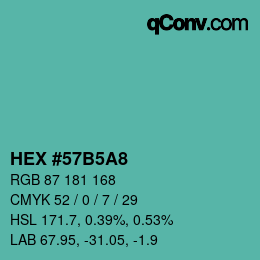 カラーコード: HEX #57B5A8 | qconv.com