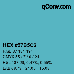 颜色代码: HEX #57B5C2 | qconv.com