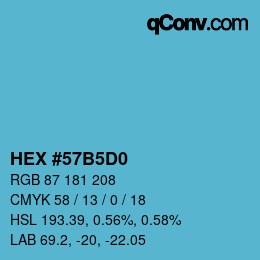 カラーコード: HEX #57B5D0 | qconv.com